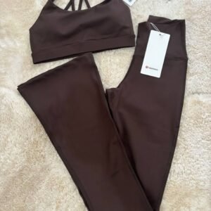 Lulu Flared Leggings set- Espresso Brown