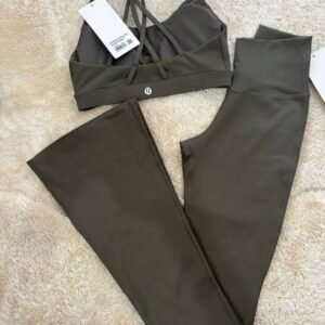 Lulu Flared Leggings set-Olive Green