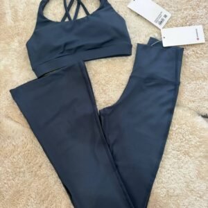 Lulu Flared Leggings set- Stell Blue